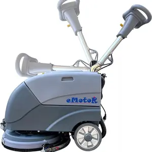 Emotor 15'' Brush Foldable Walk Behind Hand Push Floor Scrubber Machine for warehouse office Home Cleaning