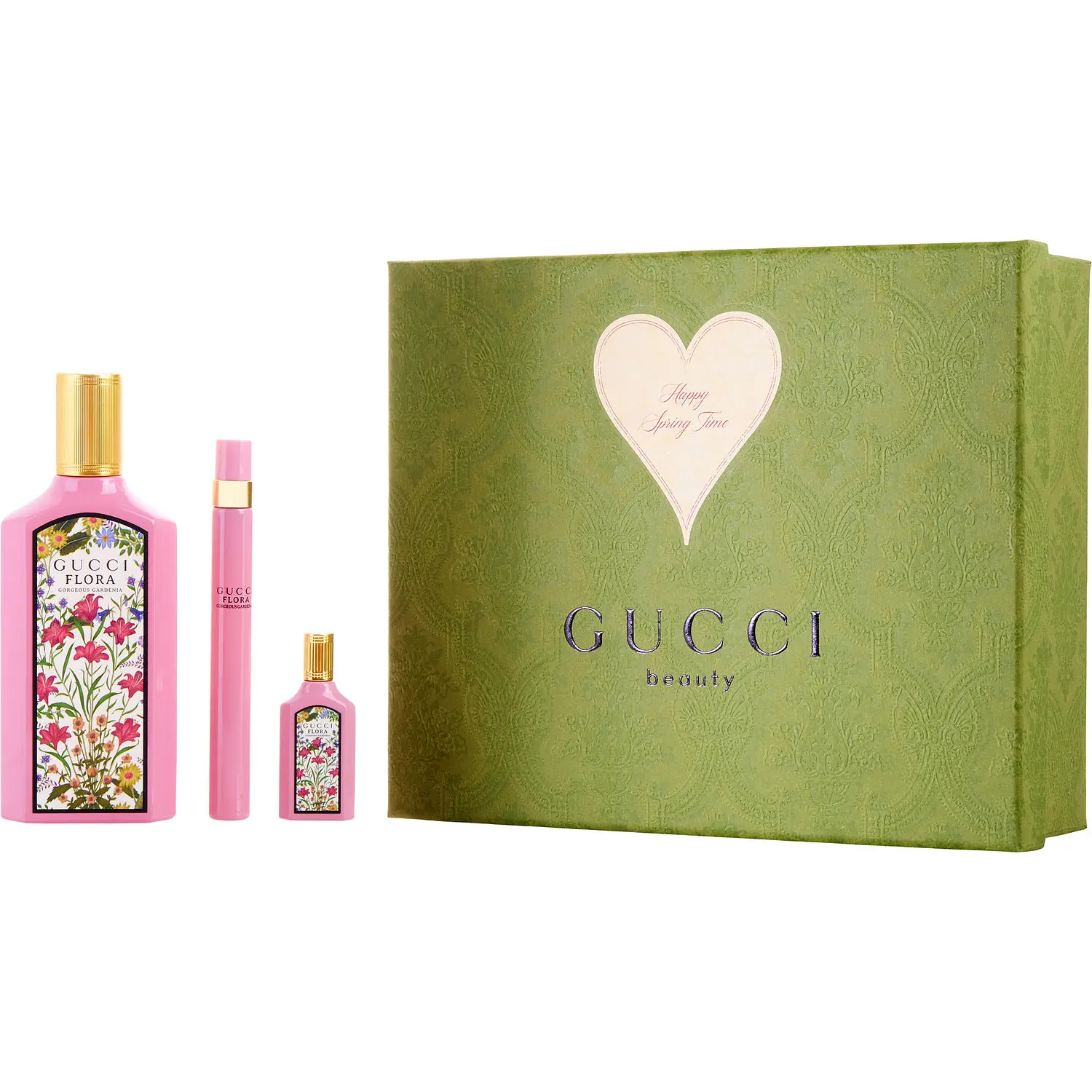 Gucci Flora Gorgeous Gardenia Set-Eau De Parfum Spray 3.3 Oz & Eau De Parfum Spray 0.33 Oz Mini & Eau De Parfum 0.17 Oz Mini For Women