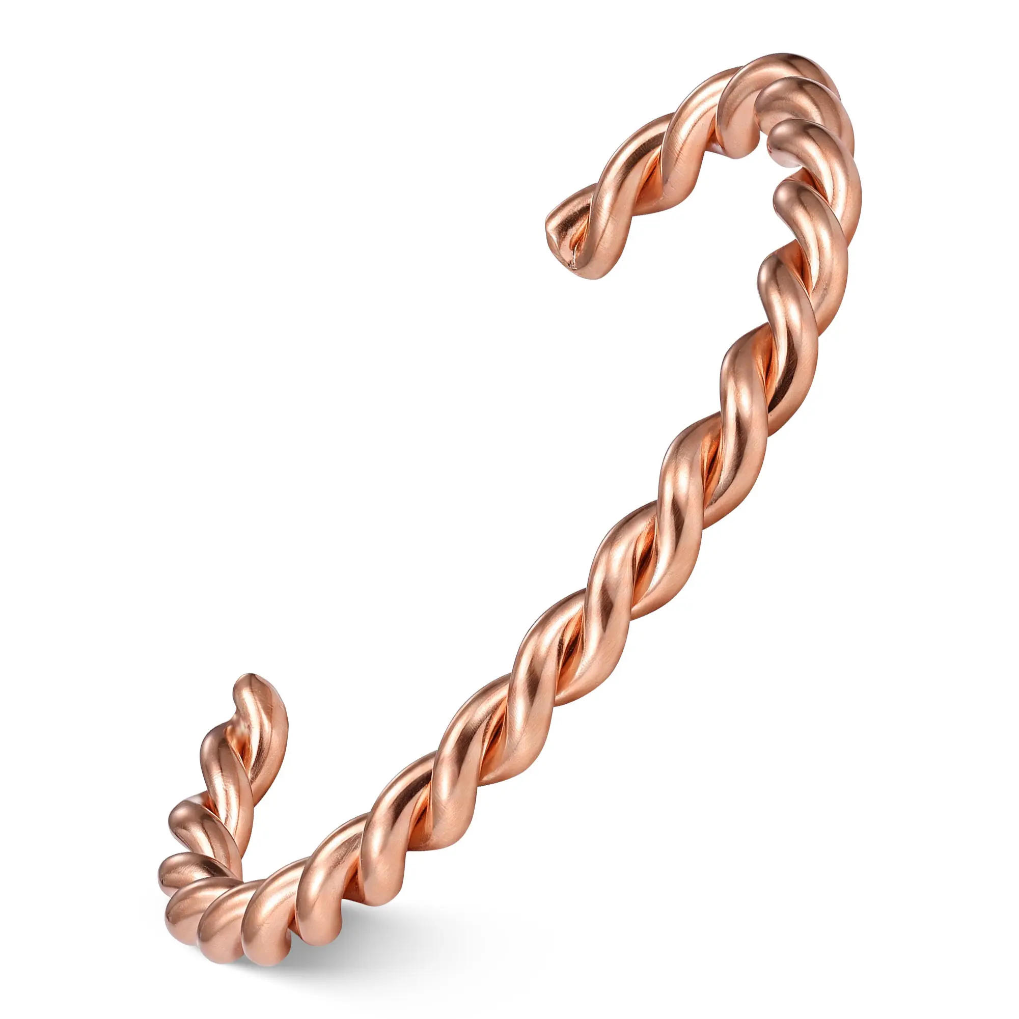 Feraco 100% Solid Copper Twisted Rope Cuff Bracelet, Adjustable Open Bangle, Circular Woven Unisex Jewelry Gift for Women & Men
