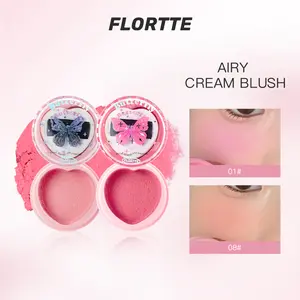 FLORTTE Hello Beauty Airy Cream Blush - Matte with Subtle Shimmer, Waterproof & Transfer-Proof girly items Smooth Silky blush