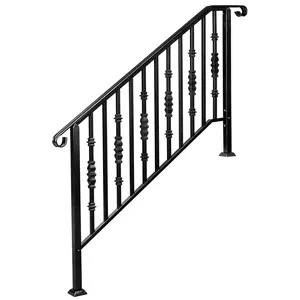 Matte Black Outdoor 4 Level Iron Handrail