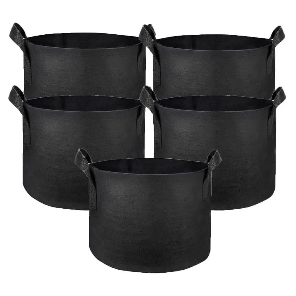 5-Pack Plant Grow Bags – 300g Nonwoven Fabric, Reinforced Handles