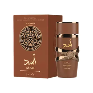 Lattafa Asad Bourbon Eau de Parfum Spray 100mL / 3.4 fl oz Warm Spicy Men’s Fragrance with Lavender, Mirabelle Plum & Cacao Notes