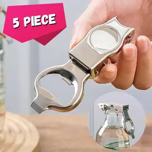 5 piece Stainless Steel 2-in-1 Bottle Opener Sealer - Portable Compact Stainless Steel Bar & Kitchen Tool