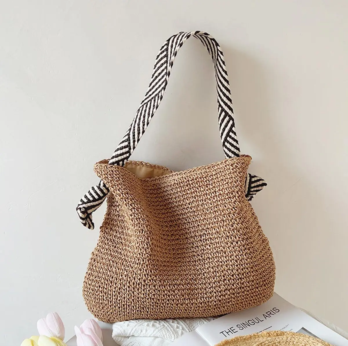 Elena Handbags Beach Straw Woven Tote Bag / Boho Chic Designer / Beachware / Vacation Vibes / Women's Fashion Handbag / Minimalist Design / Summer Beach Bag / Top Handle Bag / Eco Friendly / Sustainable Style