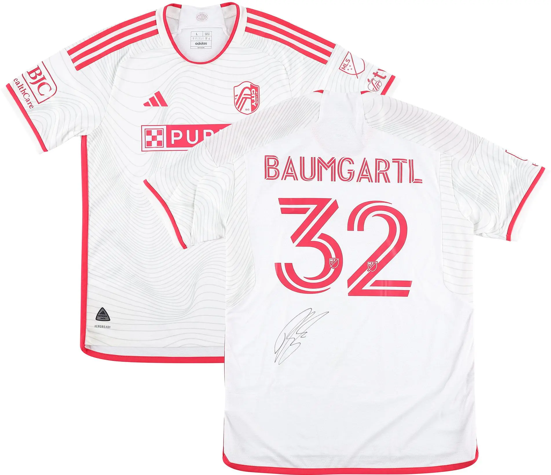 Timo Baumgartl St. Louis City SC Autographed Match-Used #32 White Jersey from the 2025 MLS Season - Size L - Fanatics Authentic Certified - MLB Memorabilia