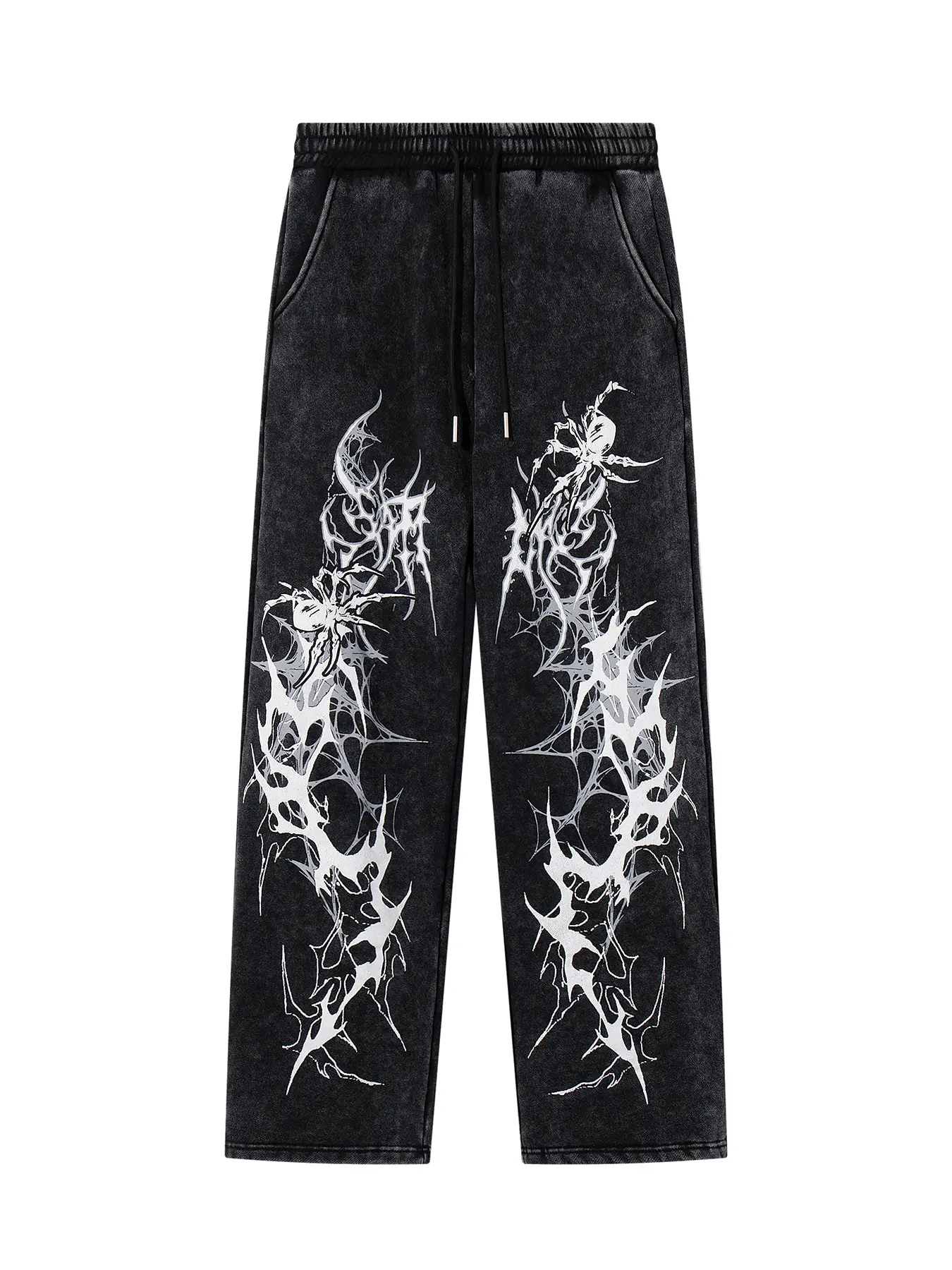 Men's Vintage Washed Tie-Dye Spider Pants, Casual Fashion Straight Leg Joggers, Trendy American Style Sportswear for Men, Casual Streetwear Trousers