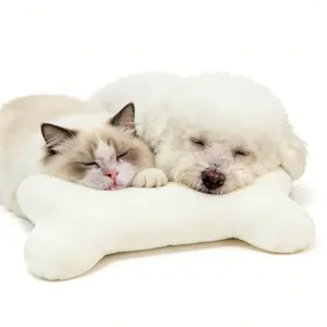 Soufamia Aesthetic Fluffy Bone Shaped Pet Pillow | Cozy Calming Cushion for Dogs & Cats | Cute Pet Bed Decor
