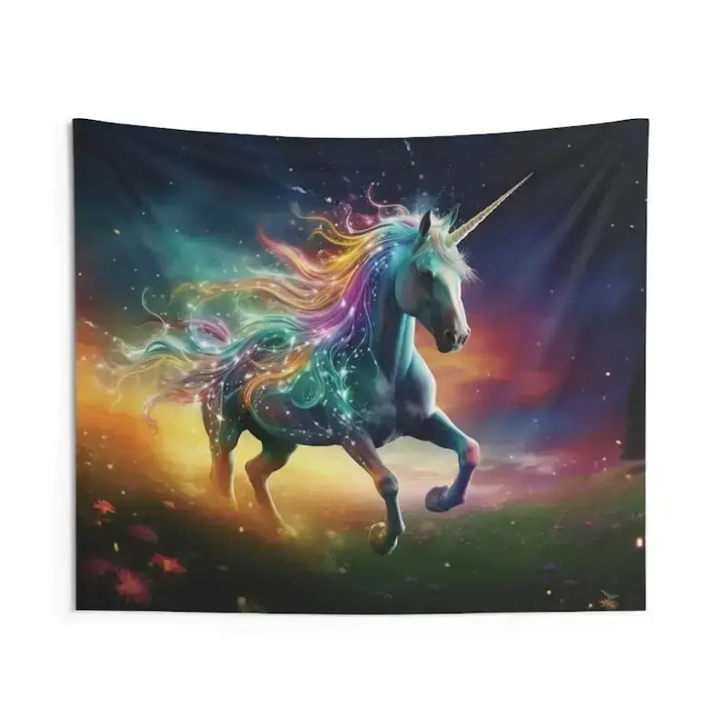 🦄 Beautiful Unicorn Tapestry with Rainbows ✨ 60 x 40