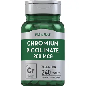Piping Rock Chromium Picolinate 200mcg | 240 Tablets | Trace Mineral Supplement | Vegetarian, Non-GMO, Gluten Free
