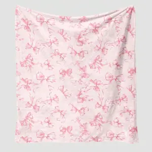 Bowknot Pattern Plush Blanket, 1 Count SoftWarm Throw Blanket, Air-conditioned RoomBlanket, Warm Nap Blanket for Home OfficeTravel