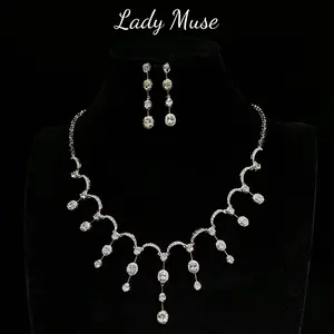 Delicate lab-created diamond set,925 silver# elegant design/match with graceful style/social evening,formal occasion