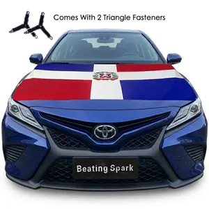 Limited Sale Dominican Republic Car Hood Flag 5x4ft  With 2 Triangle Fasteners, Perfect for Dominican Day Parade Truck Decals Truck Car Decal