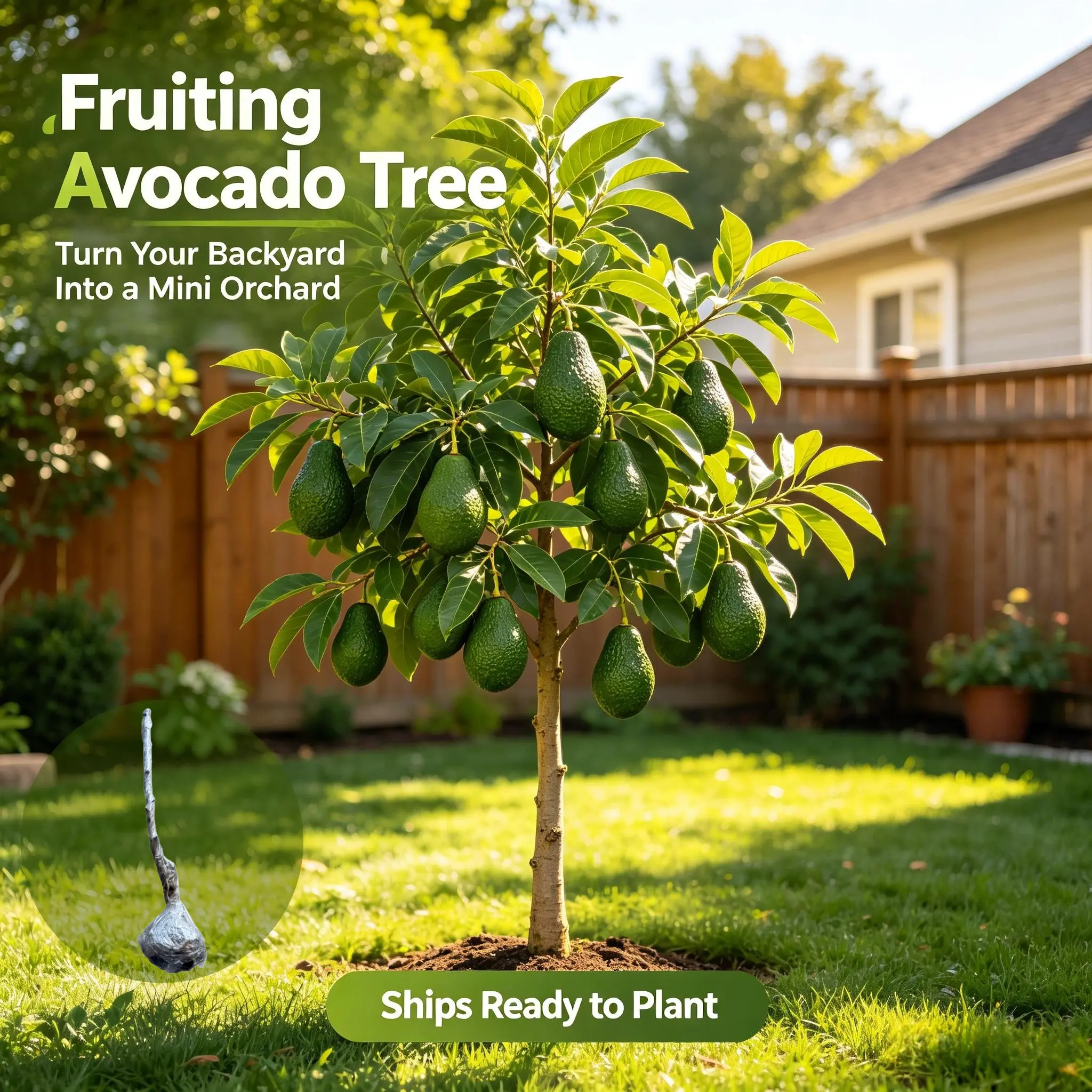 Live Hass Avocado Tree Seedling 40-50cm Bare Root, Home Backyard Fruit Tree, Easy to Grow Perennial Plant