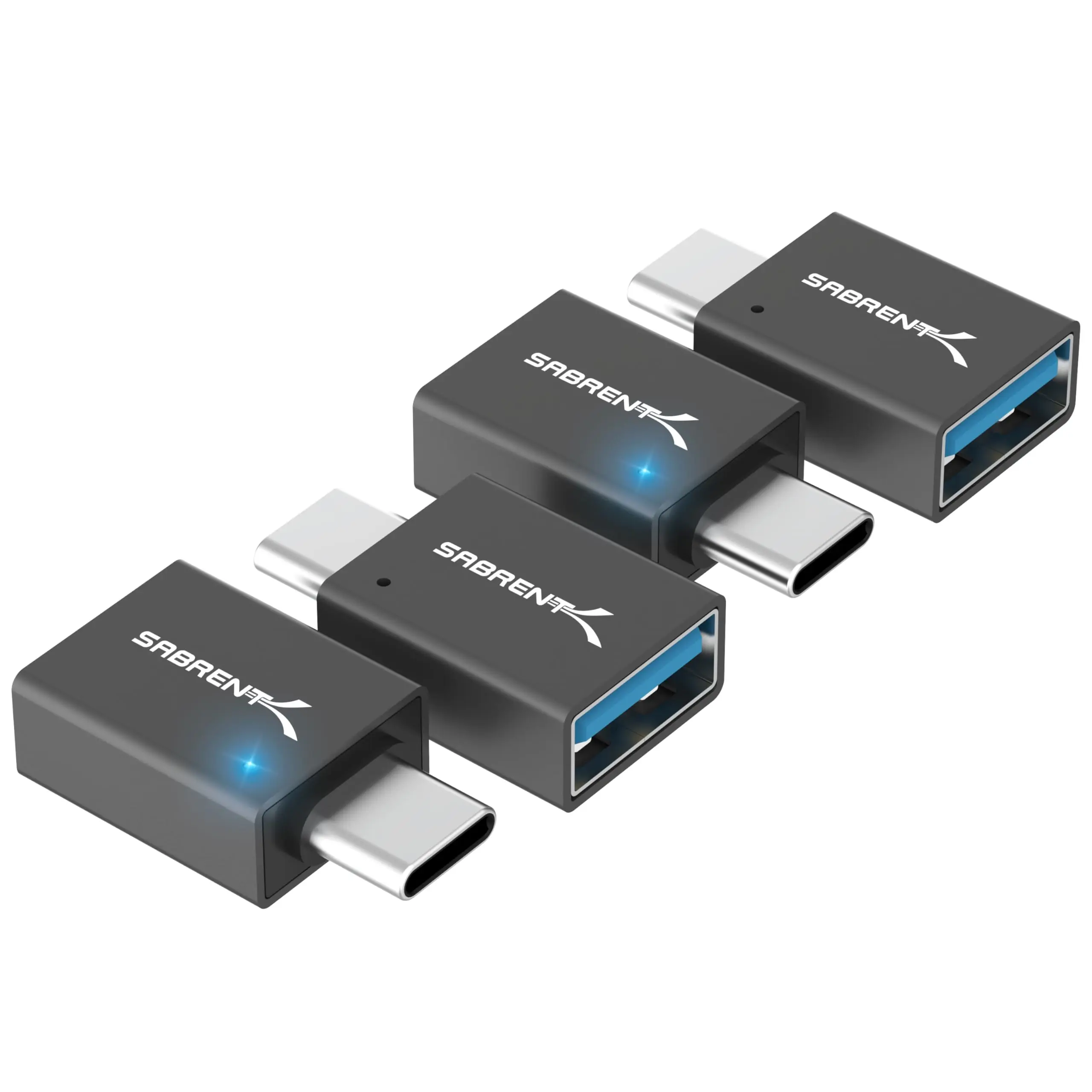 Sabrent USB-C to USB-A Adapter 4-Pack, 10Gbps Data Transfer, Type-C Female to USB-A Male Converter for Laptop and PC