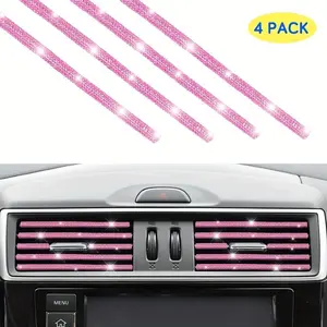 4 pieces of car vent trim, crystal air conditioning decorations, universal flexible strips, female interior accessories, Car Interior Accessory