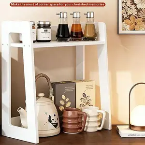Durable Double-Layer Independent Condiment Organizer, Kitchen Corner Space-Saver Storage Rack, Tool-Free Vertical Multi-Function Design for Countertops, Kitchen Cabinets