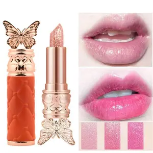 3-Color Pearlescent Chameleon Lipstick Set - Moisturizing Shimmer Lipstick with Pearl Shine Finish & Temperature-Changing Color Makeup  Liquid Lipstick Travel Set cream  color gram  glow  up lipgloss tinted Waterproof lips Matte Glossy Long Lasting