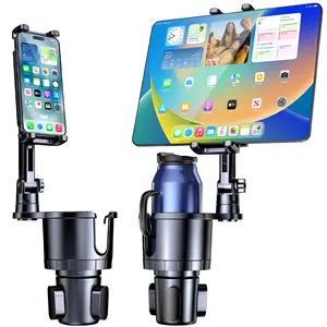 Cup Holder Phone Tablet Mount, 2 in 1 Car Cup Holder with Expander Adjustable Long Arm for Car,360°Rotation Phone Tablet Mount Compatible for Tablet IPad, All Smartphones and Most Bottles