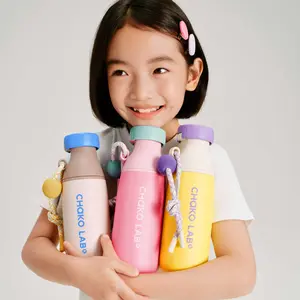 CHAKO LAB MILK BOTTLE Insulated Stainless Steel Water Bottle with Two Strap | BPA-Free Leak Proof  | 17oz Bottle with Spout Lid & Straw