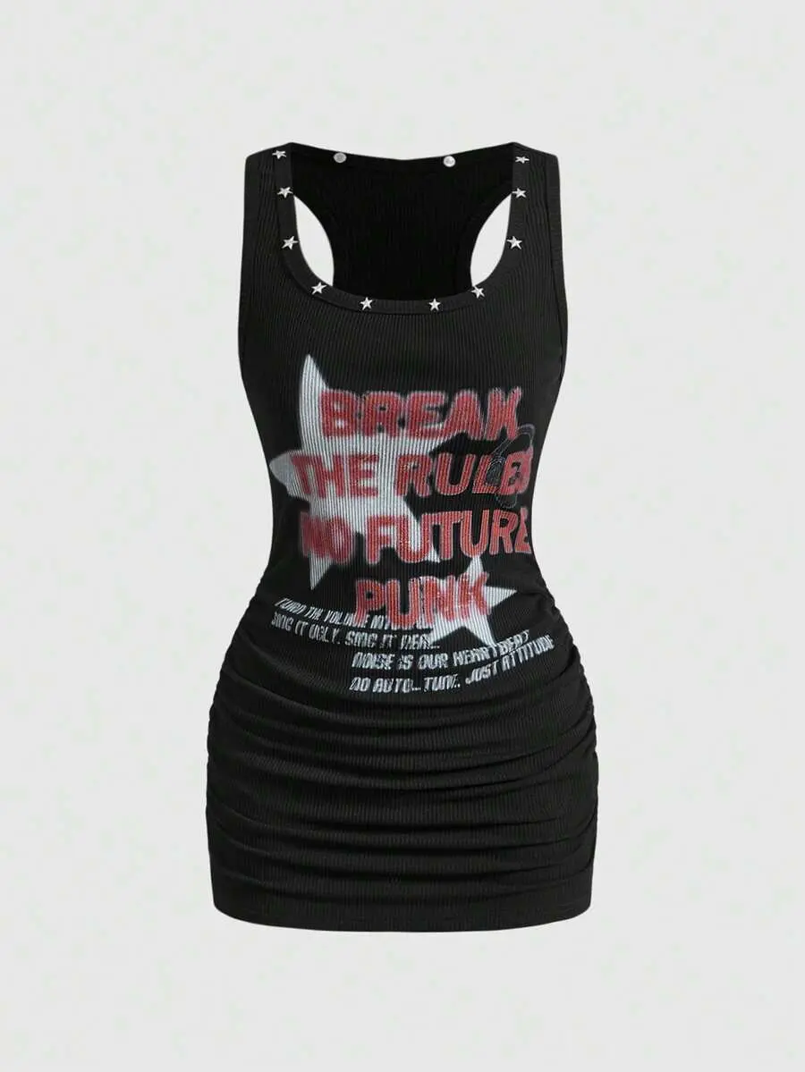 SOLELINA Street Life Women's PUNK Music Festival Star Print Mini Dress