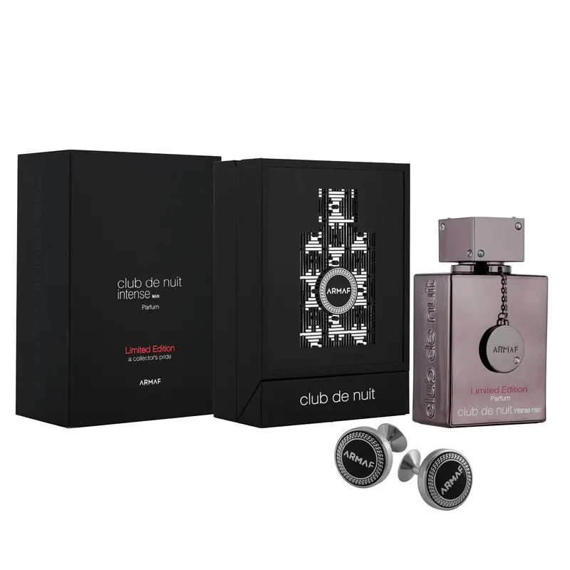 Armaf Club De Nuit Intense Men's Limited Edition EDP Perfume (3.6 fl oz, 3 – 3.9 Fl Oz range) - Woody Citrus Fragrance, Aromatic Citrus Woody Notes, Fresh Spicy, Amber, Animalic Musk, Aqua/Alcohol, Sweet Warmth, New Packaging, Includes Cufflinks