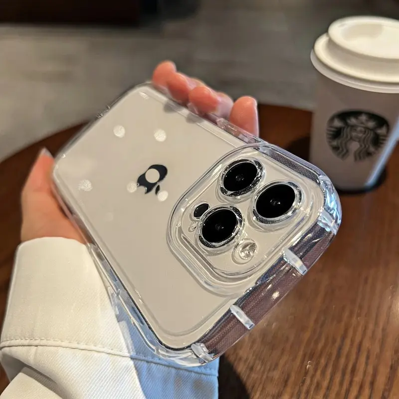 Clear Shockproof iPhone Case, Large Camera Window Thickened Airbag Bumper Transparent Soft Protective Cover Compatible with iPhone 12 13 14 15 16 17 Pro Max, protect camera lens from scratch