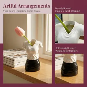 Modern Sculpture Vase for Home Decor, Human Shape Flower Vase, Unique Gift for Women, Simple Desktop Shelf Decoration