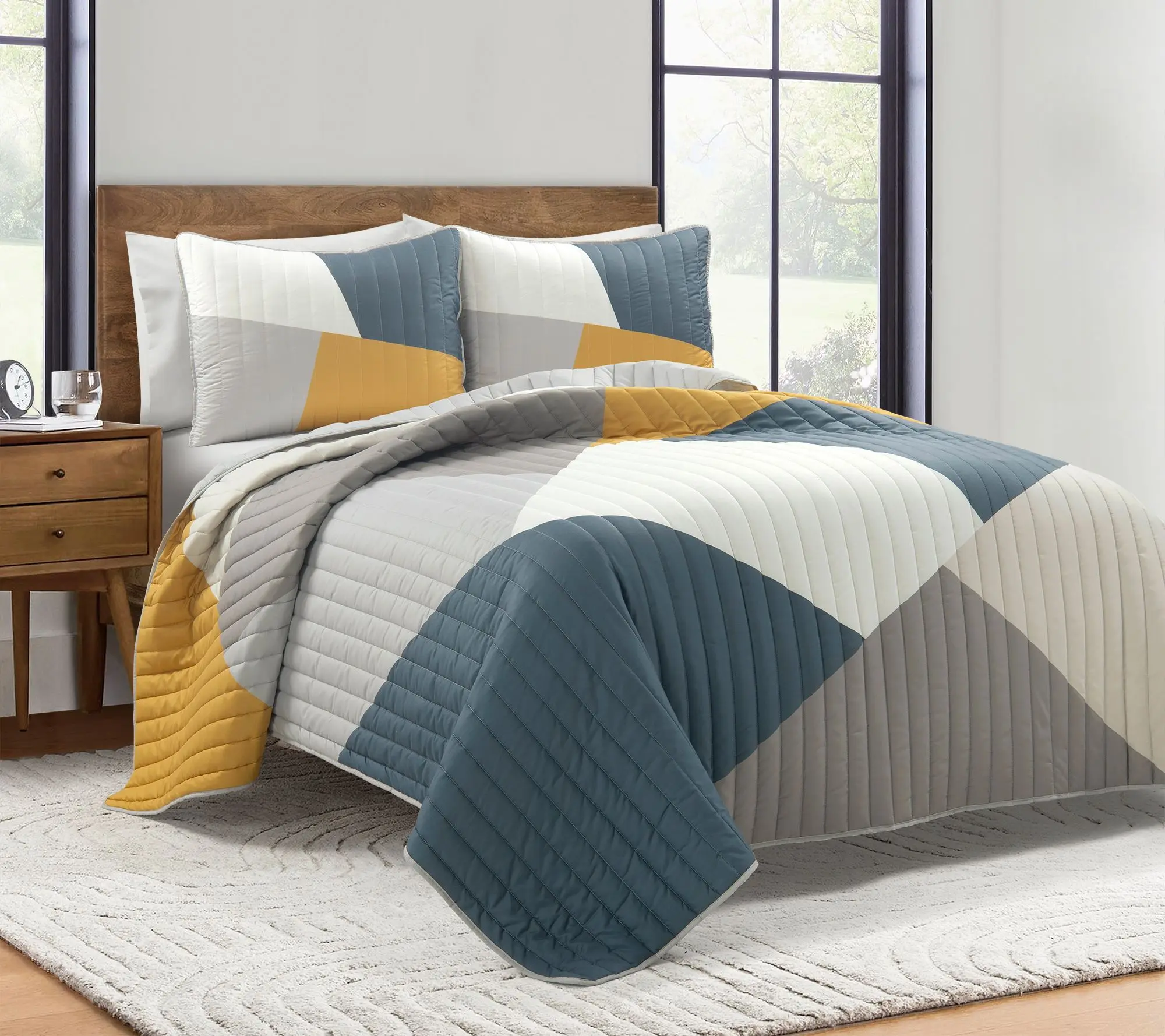 Lush Decor Modern Color Block Quilt 3pc Set- F/Q Lush Decor Modern Color Block Quilt 3pc Set- F/Q