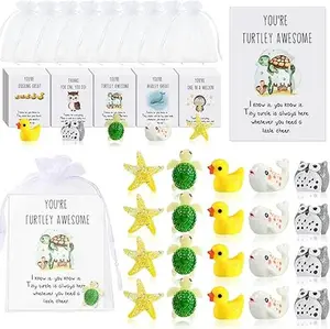 Set of 25 Employee Appreciation Gifts Bulk , Thank You Staff Gift with Animal Pun Note Cards for Coworkers,  2026 Quality Materials Funny Resin Ducks Stars Whales Turtles Owls Favors, halloween gift card, christmas gift