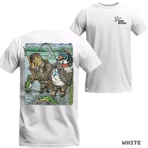 [100% Cotton] Unisex🦆🎣Duck Fishing T-Shirt, Funny Cartoon Outdoor Tee for Hunters & Fishermen, Bass Catch Graphic, Trendy Streetwear Gift, Vintage T-Shirts, Casual Cotton Top, Menswear, Fits