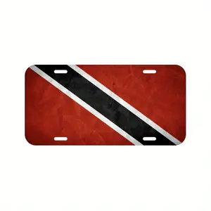 Trinidad & Tobago Flag Port of Spain Aluminum License Plate - 6x12 Inch Polished Metal Front Car Plate, Fade-Resistant & Easy Install, Fit for US Vehicles, Made in USA (Decorative Only)