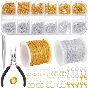 65   Chains Necklace Chains 2 mm  Making Chains with 960 count Jump Rings 40 count Lobster Clasps  Making Tools (,  Total in 65 )