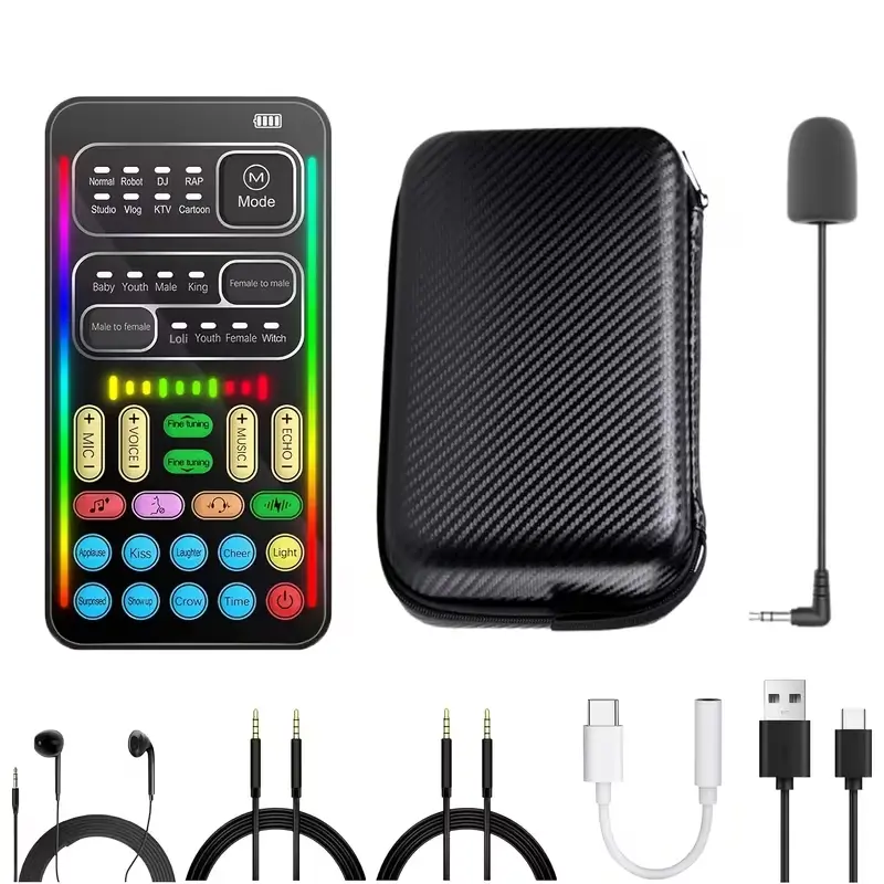 I9 Real-Time Voice Changer for Mobile Phones, Voice Card Voice Changer, Can Realize Male to Female, Female to Male, Voice, Uncle Voice, Queen Voice And Other Effects, Suitable for Game Streaming, Voice Chat