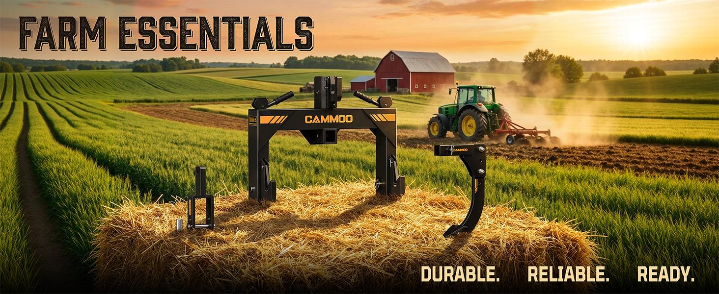 【Back To School】CAMMOO 3-Point Quick Hitch with 2" Receiver & Extra Versatile Adapter - Category 1 Compatible, No Bushing Needed, 3000LBS Lift Capacity, 5-Level Adjustable Bolt, Reinforcing Rib Design (Boating & Water Sports Accessory) campingessentials,