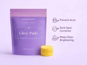 Turmeric Toner Pads (60) Skincare for hyperpigmentation, acne scars, fine lines, age spots, red marks, sun spots, jowls