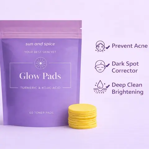 Turmeric Toner Pads (60) Skincare for hyperpigmentation, acne scars, fine lines, age spots, red marks, sun spots, jowls