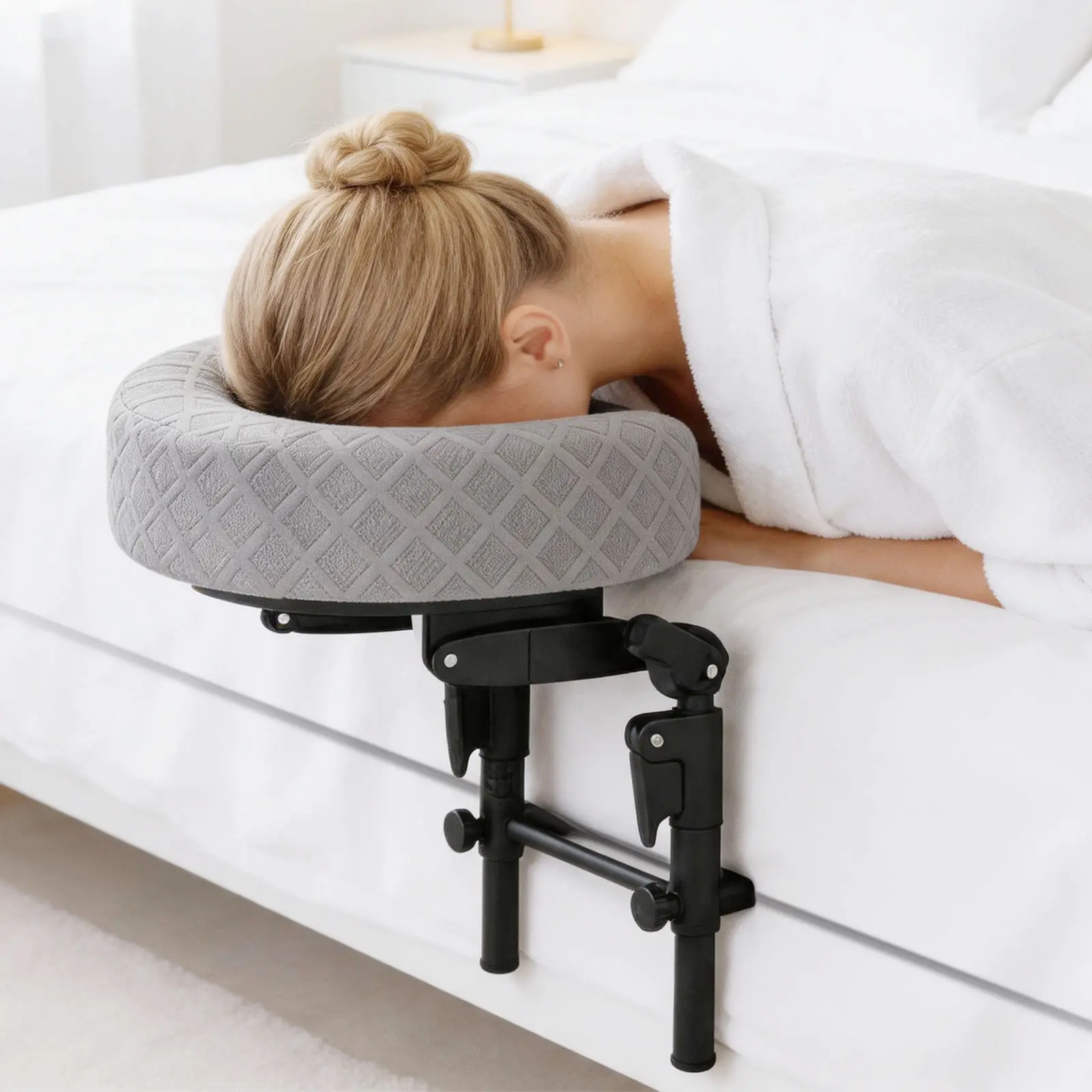 Massage Headrest for Bed, Massage Face Cradle at Home, Adjustable 15" Height Massage Head Holder for Sleeping Mattress, Comfortable Face Down Pillow After Eye Surgery
