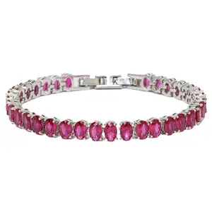 Simulated Ruby Oval Red Sapphire Luxury High-end Purple Light Hot-selling Bracelet