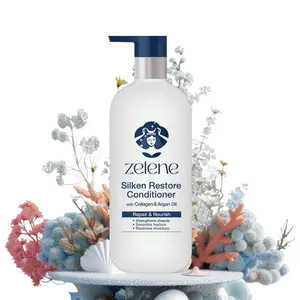 Zelene Silken Restore Conditioner with Collagen & Argan Oil Vegan Formula for Dry Damaged Hair Repair & Nourish Creamy Weightless Hydrating Treatment Haircare Moisture Shampoo Silky Biotin Frizz Nourishing