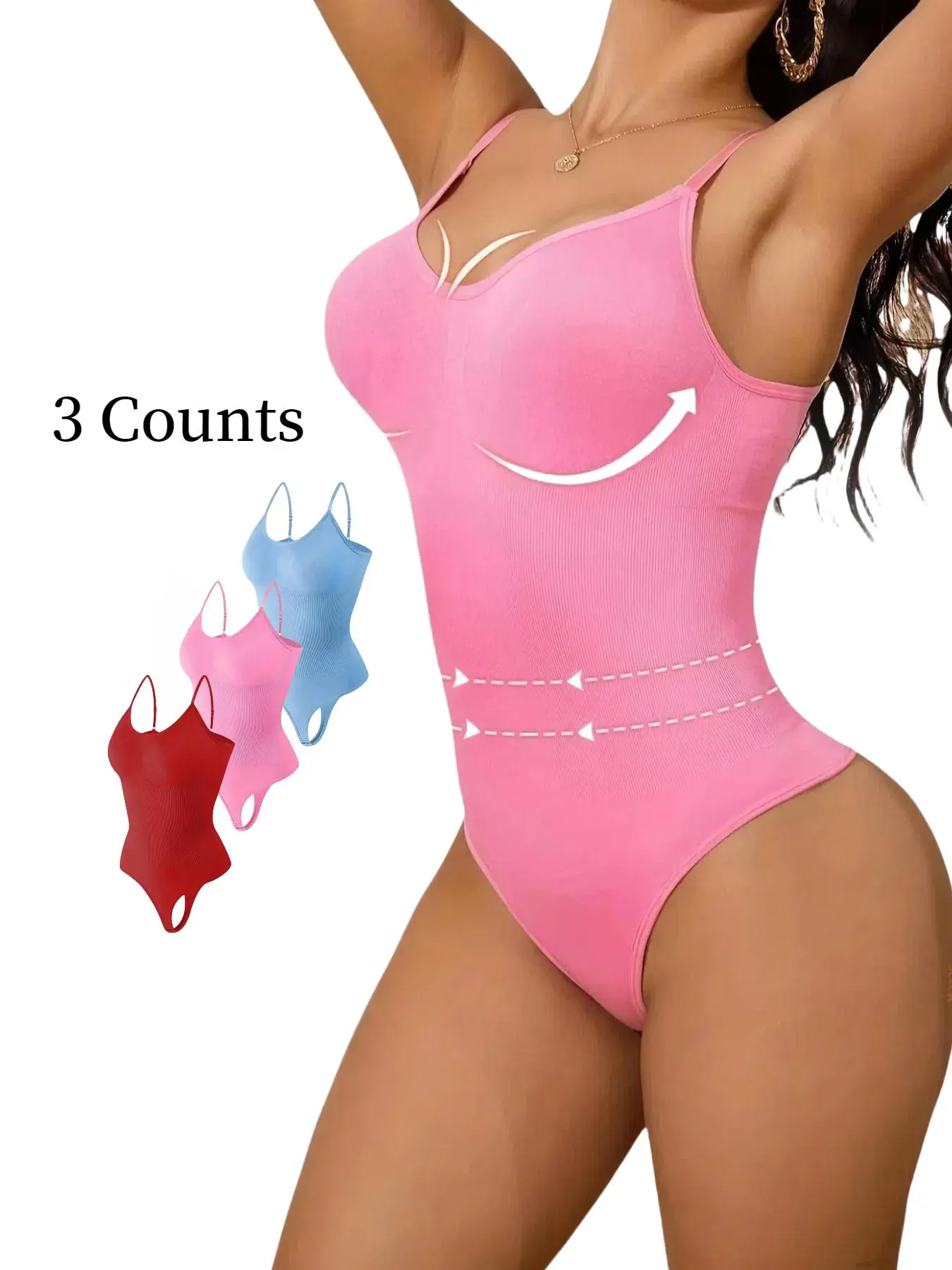 Women's Adjustable Strap Shapewear Bodysuit, Tummy Control Butt Lifting Shaper, Women's Shapewear for Daily Wear, Compression, Invisible Shaper