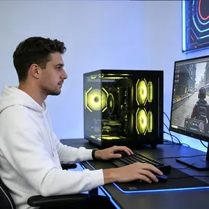 Suevery High Performance Desktop PC – R5 3500X, 16GB RAM, 512GB SSD, RX560 Graphics, RGB Gaming Tower, WiFi 6, HDMI/DP, for Work, Streaming & Gaming