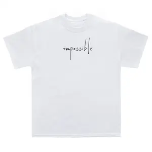 L'ESSENCE Oversized white T-shirt - Impossible long sleeve mens tshirt graphic tees Cotton Fabric Menswear Top  Natural Original Print Streetwear