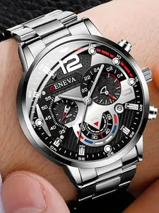 Men's Fashion Round Dial Analog Quartz Movement Watch, Fashion Watch Set for Party, Daily Decor, Trendy All-match & Exquisite Watch Set for Birthday Gift, Casual Quartz Watch, Quartz Analog Wristwatch, Quartz Wrist Watches