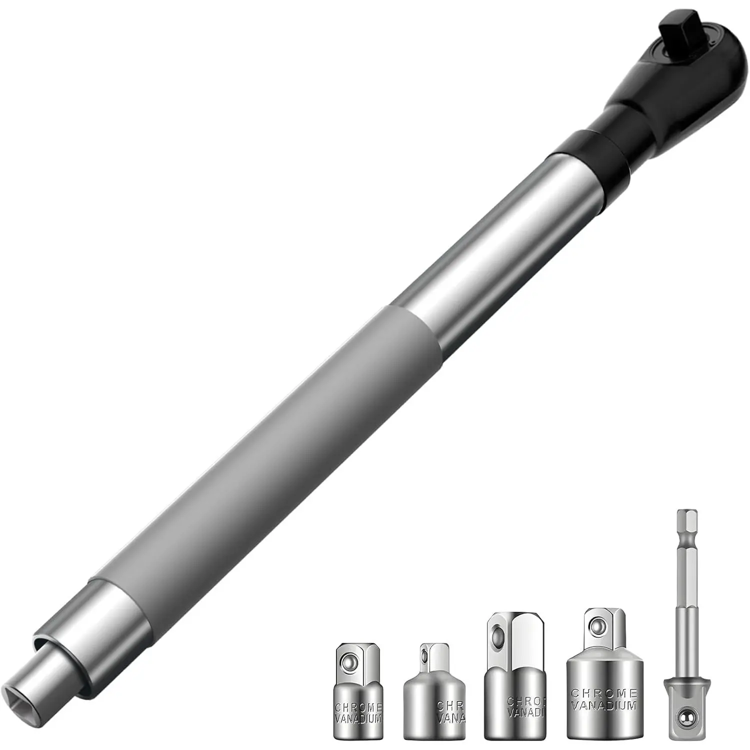 1/2-in Offset Extended Wrench, Mechanic & Car Repair Essential Tool for Narrow Spaces, Power Tool Impact Ratchet Extender with 3/8-in & 1/4-in Square Head Adapters, Mechanic Tools, Car Repair Tools