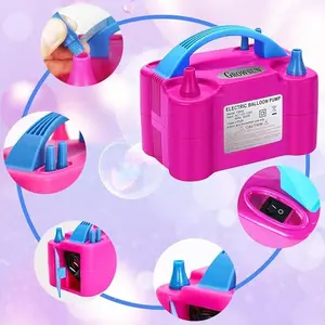 Electric Balloon Pump Air Inflator Portable Automatic Double Nozzle Balloon Blower Suitable For Birthday, Wedding Balloon Party Decoration Purple