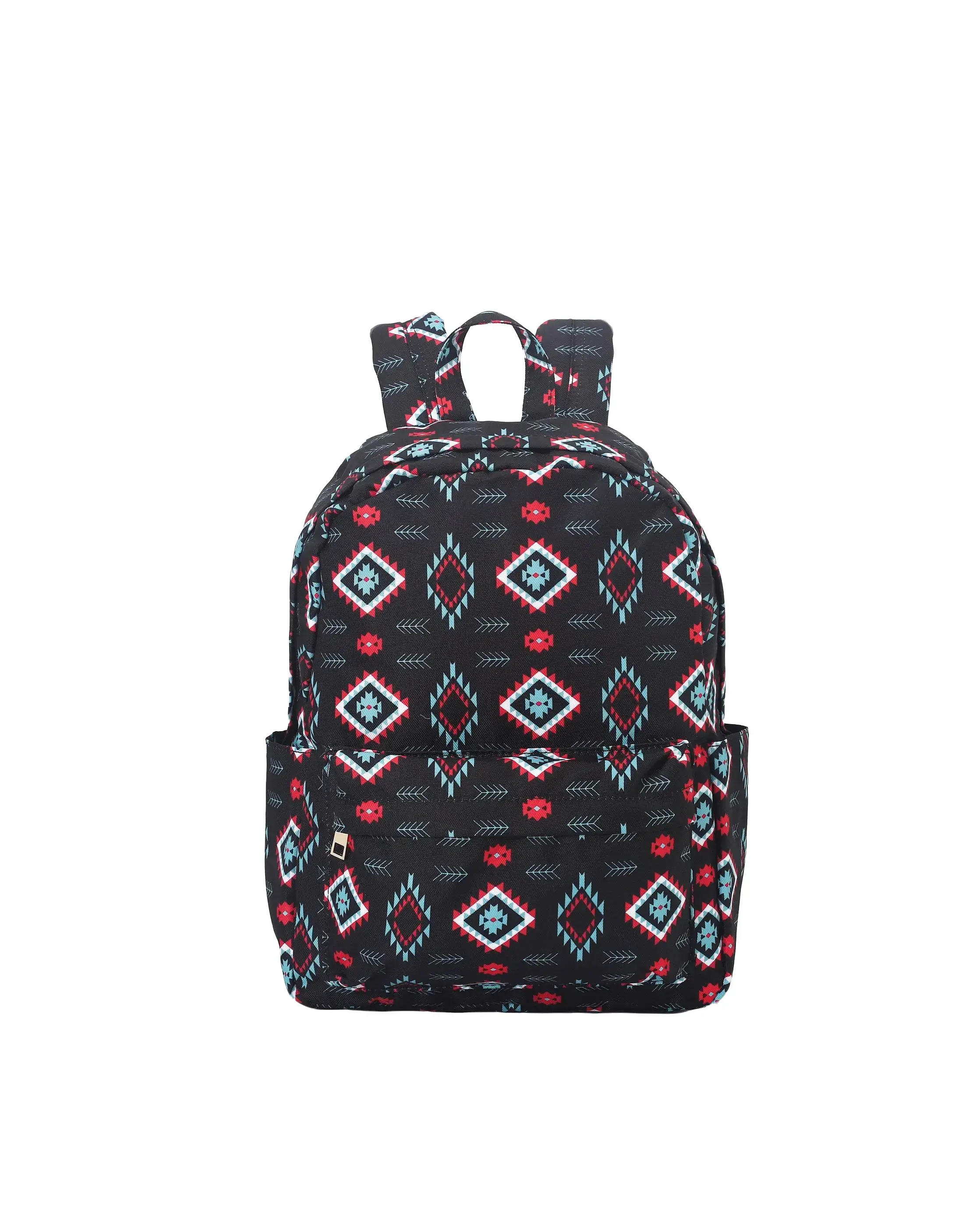 Kids' School Backpack with Western Aztec Pattern, Cute and Comfortable Black Travel Daypack for Girls, 14 Inch Size, Backpacks For School