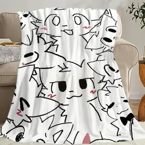 Cute Boykisser Silly Cat Flannel Blanket Soft Warm Cozy Throw for Living Room Decor Couch Bedroom Workspace Road Trip Gift