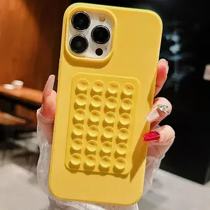 Solid Color Suction Cup Design Phone Case, Full Body Shockproof Phone Protective Cover, Fashion Phone Accessories Compatible with iPhone Series