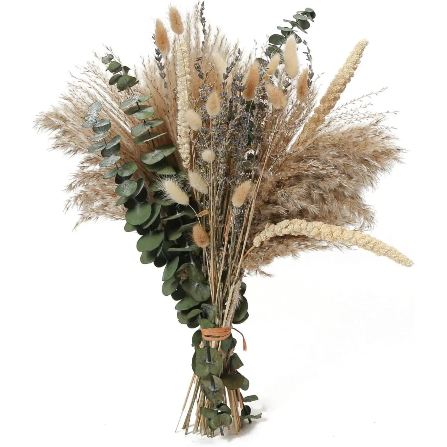 Musunny Dried Flowers Bouquet, 17" Dried Pampas Grass Decor Inc Lavender Eucalyptus DIY Floral Arrangements for Home Office Decoration,Wedding centerpieces
